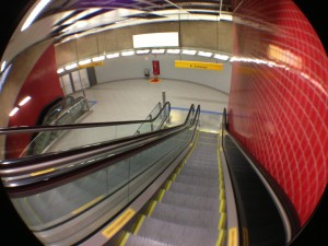 escadas do metrô fisheye